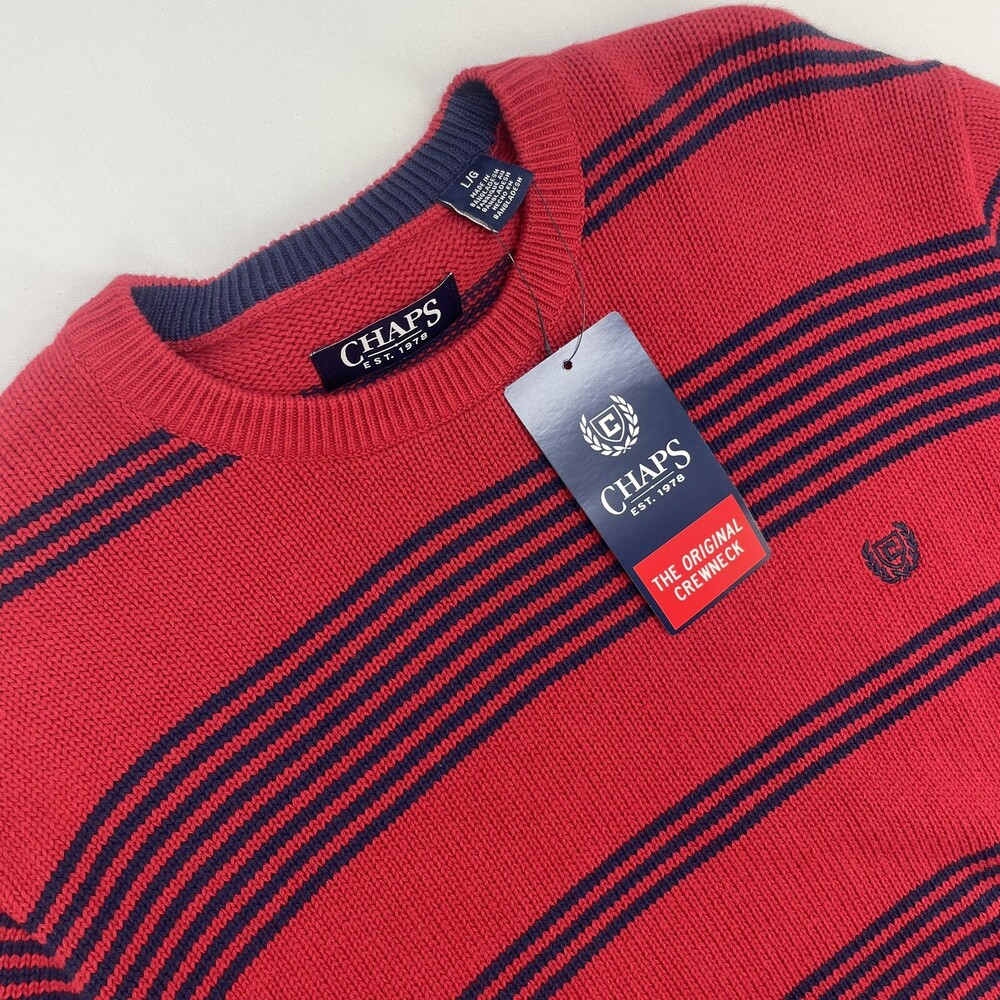 Chaps Sweater Crew Neck Red 630K01 Men's Large NWT $60